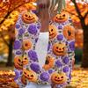 Women's Long Sleeve Knit Cardigan with Halloween Print and Button Front