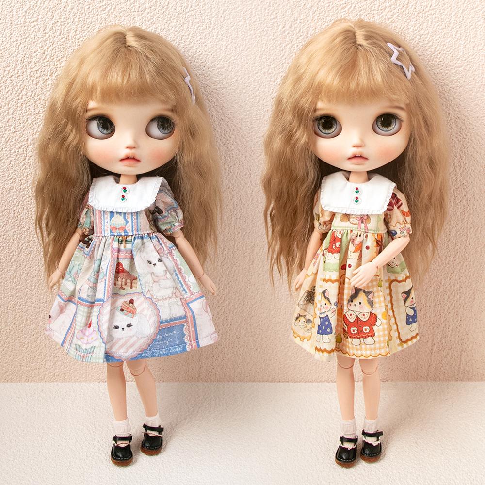 Blythe clothes Retro Floral Dress set Crop Top midi tulle Skirt Short Skirt for Licca Azones Ob22 2427 Ker YMY doll accessories
