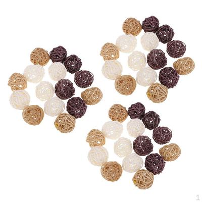 45Set 3cm Wicker Rattan Balls Wedding Party Decorative Crafts