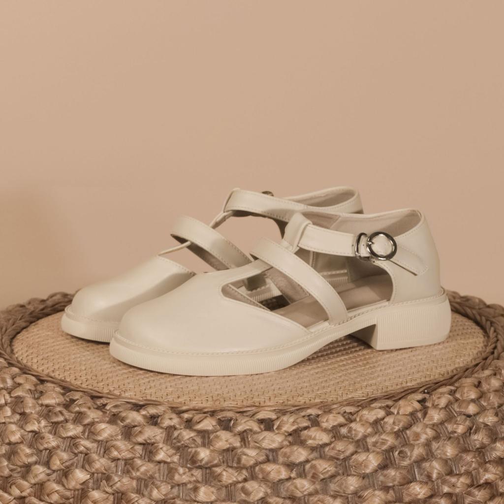 Women's shoes summer women's 2025 French not tired feet single shoes fashion Roman hollow Mary Jane shoes women's bag head sandals