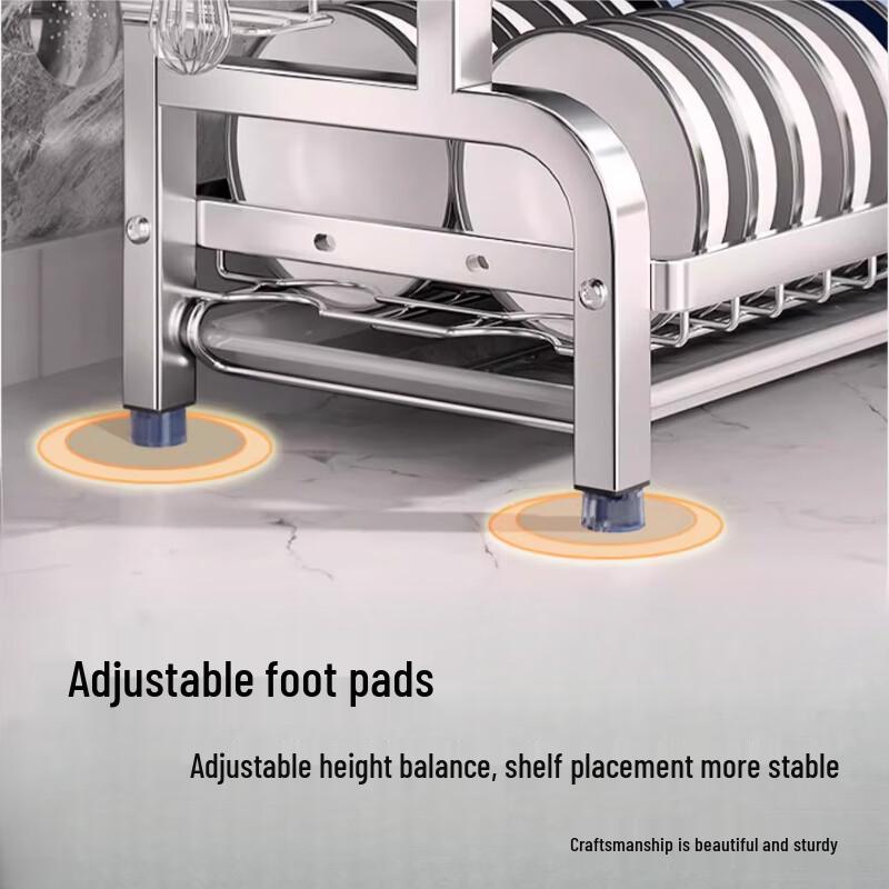Modern Double-Layer Aluminum Kitchen Dish Drying & Storage Rack