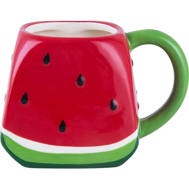 Creative Red Watermelon Cup Ceramic Net Red Mug Drinking Water Family Lovely Coffee Milk Cup Kawaii Mug