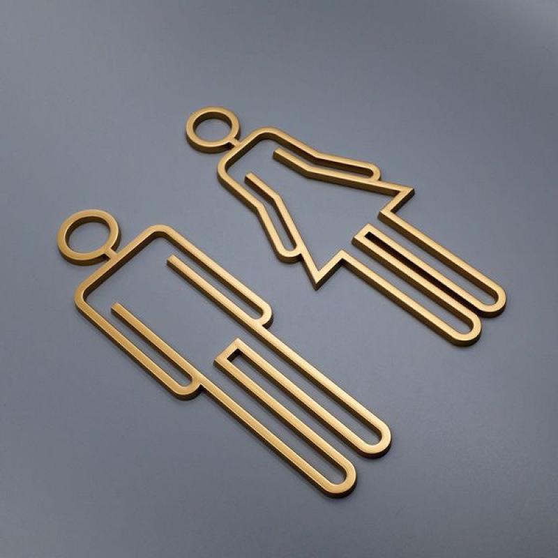 Acrylic Toilet Symbol Adhesive Backed Bathroom Toilet Door Sign for Hotel,Office,Home,Restaurant