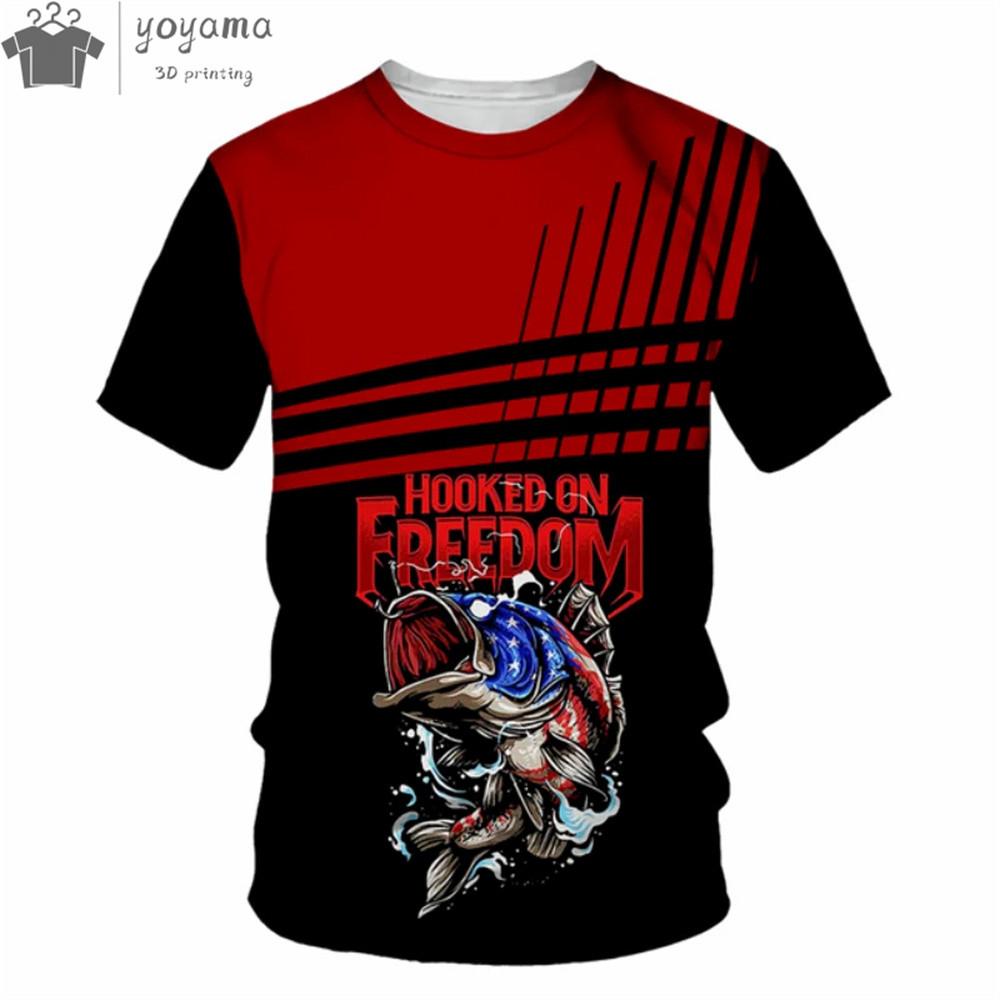 Sommer Herren T-Shirt 3D Wels Gedruckt Kurzarm Outdoor Angeln Trainingsanzüge Mode Lässig O-Ausschnitt Oberteile Übergroßes T-Shirt