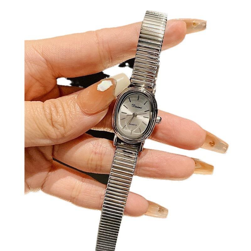 Ladies Watch Women'S Fashion Bamboo Mesh Belt Watch Simple Retro Oval Temperament Women'S Watch