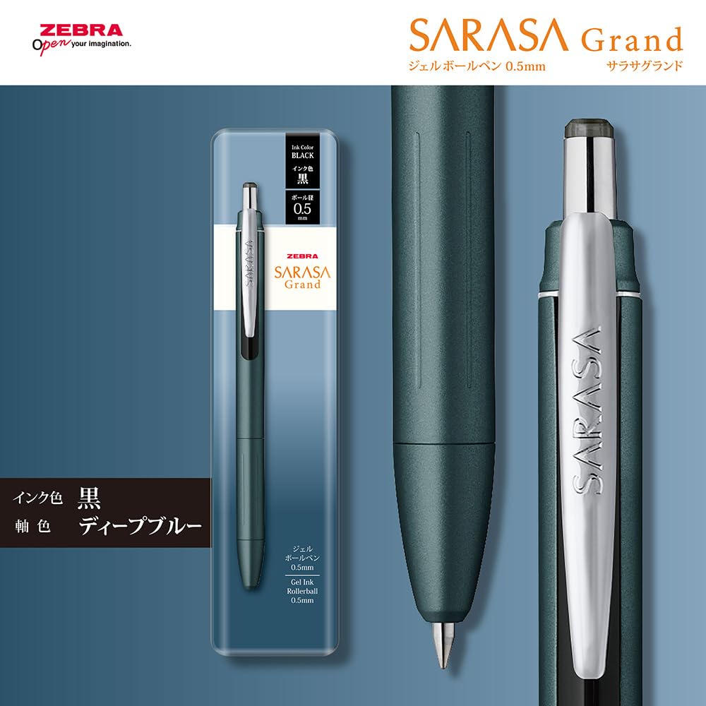 Zebra Sarasa Grand Gel Ballpoint Deep Blue Black Pen, 0.5mm, Barrel, Ink, P-JJ57-DBL