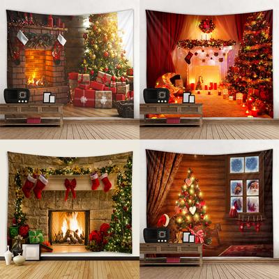 Weihnachten Druck Muster Wandteppich Für Schlafzimmer Wohnzimmer Wand Dekor Hintergrund Stoff Wohnkultur tapeçaria de natal