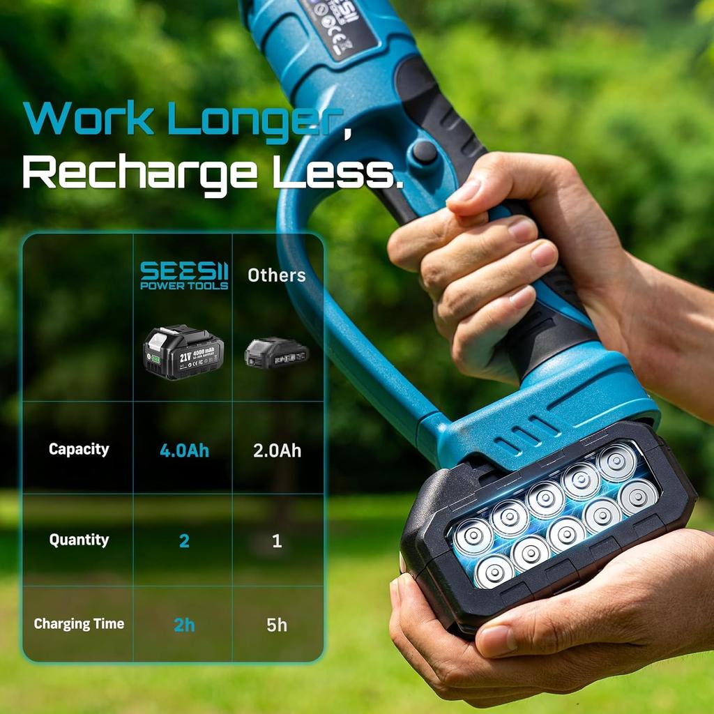 Seesii 2-in-1 33mm Brushless Electric Scissors w/4.9-9FT Telescopic Pole Cordless Pruning Garden Care for Makita 18V Battery Pin