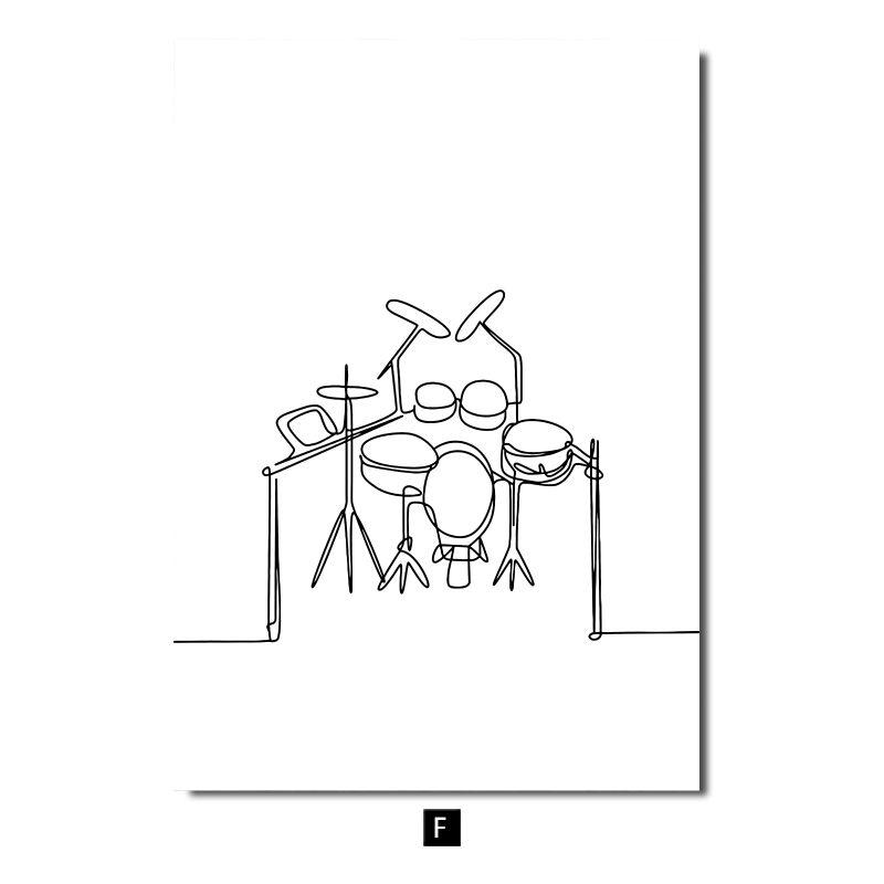 Modern Minimalist Line Musical Instrument Piano Guitar Drum Kit Note Music Poster Nordic Living Room Bedroom Wall Art Home Decor