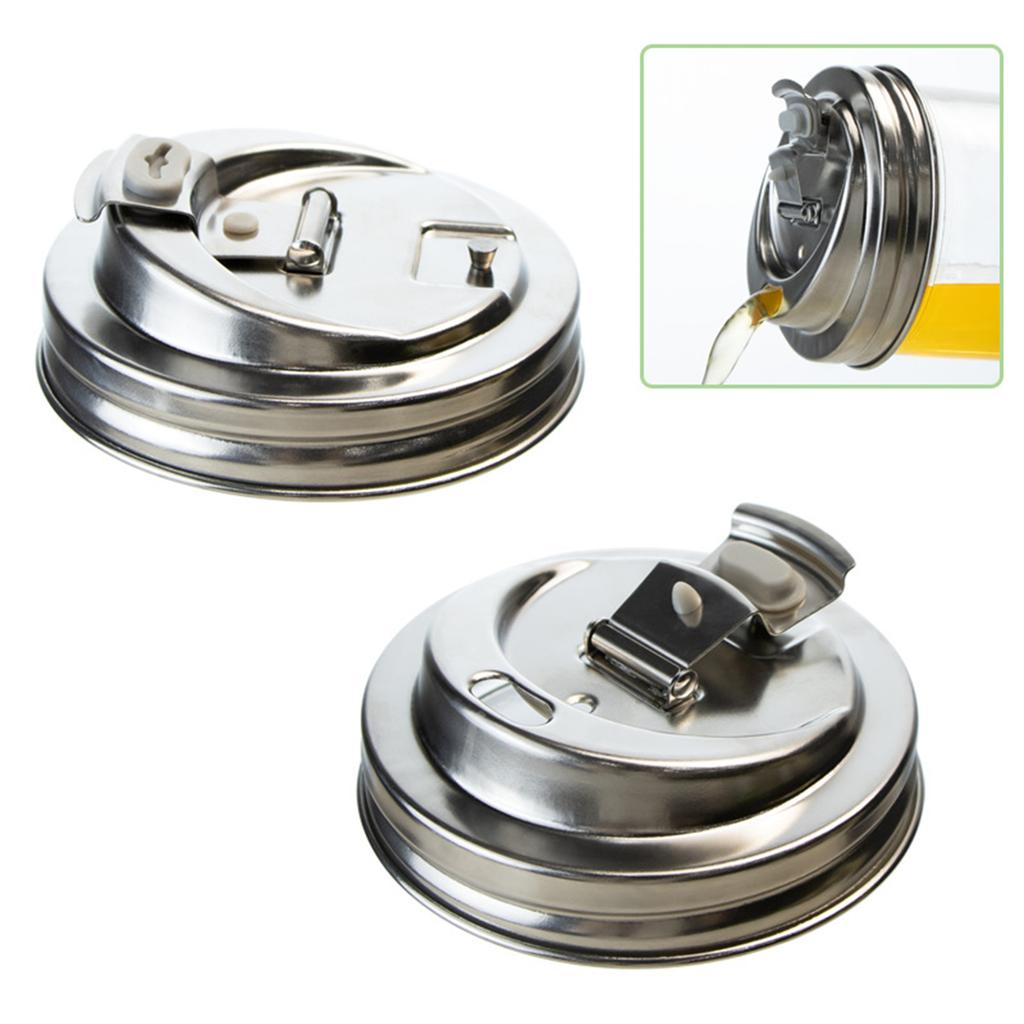 Metal Mason Jar Lid Built-in Suction Nozzle Stainless Steel Wide Mouth Lid for Daily Office Work Outdoors Leisure Occasions