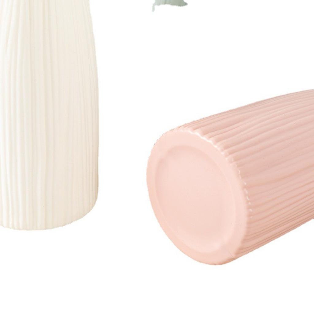 Unbreakable Pink and White Imitation Ceramic Flower Pot for Home Decor
