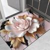 3D Visual Flower Rug Diatomaceous Earth Absorbent Bath Mat Floral Floor Mat with Non-Slip Backing for Entrance Kitchen Bathroom Shower
