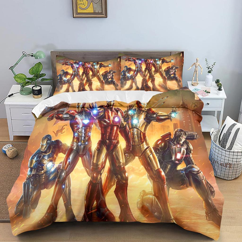 Iron Man Kuromi Povlečení pro děti Královská velikost Luxusní povlak 100% Polyester 3dílné Vánoční dárky Domácí dekorace