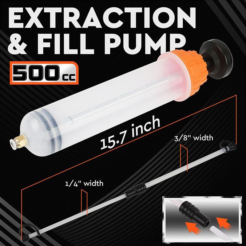 500Ml Car Oil Fluid Extractor Filling Syringe Bottle Transfer Fuel Extraction Liquid Oil Auto Manual Brake Oil Pump