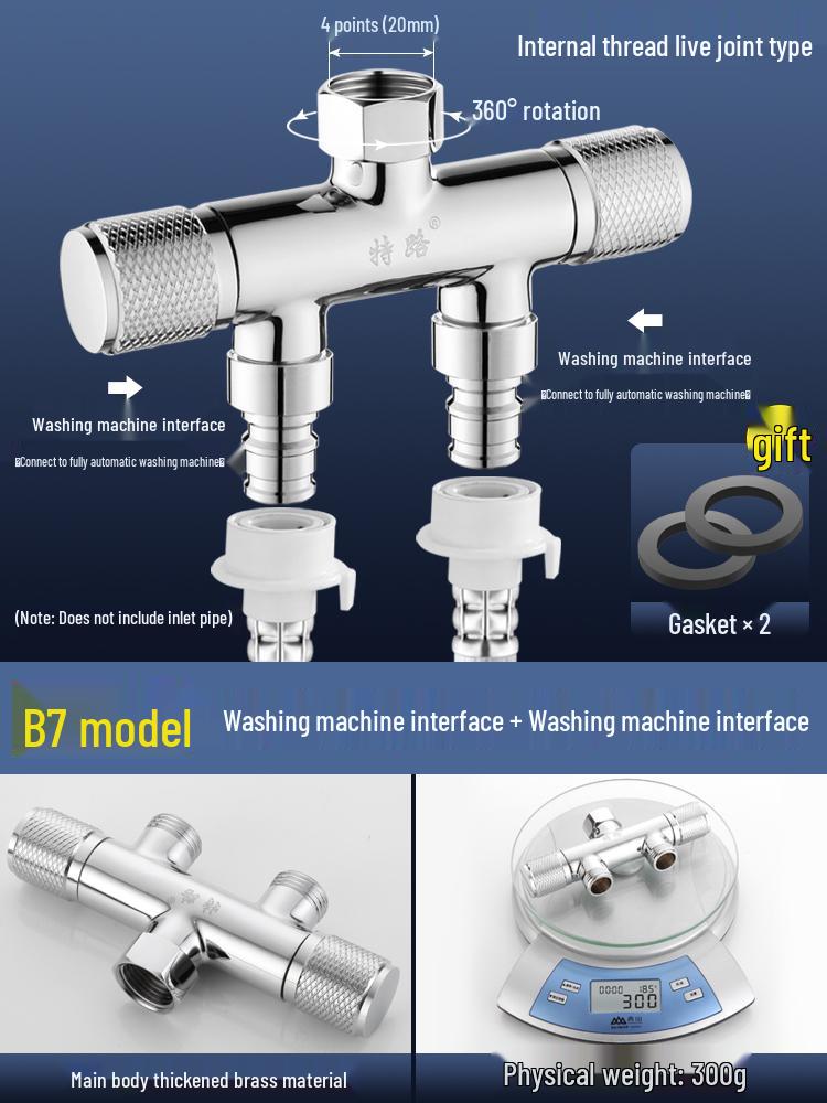 All-Copper Dual-Control Angle Valve Splitter for Toilet and Washing Machine