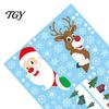 Holiday Party Supplies 4Pcs Christmas Santa Claus & Reindeer Static Window Clings with Snowflake, PVC Removable Decals, Stickers Reusable Glass