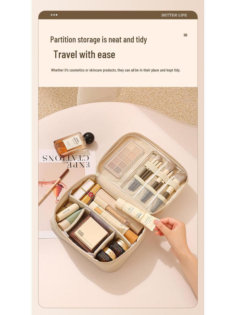 Štýlový prenosný organizér na toaletné potreby a make-up s priehradkami, Oxford tkanina, Ideálny na cestovanie