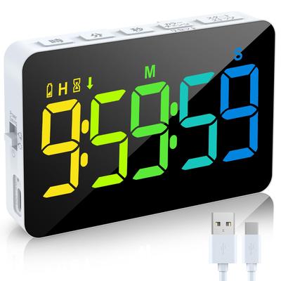 Blueekin LED Large Kitchen Count Digital Adjustable Silent Includes For Sports Learning Timer, Screen, Timer, Up/Down Timer, 95959, Volume,