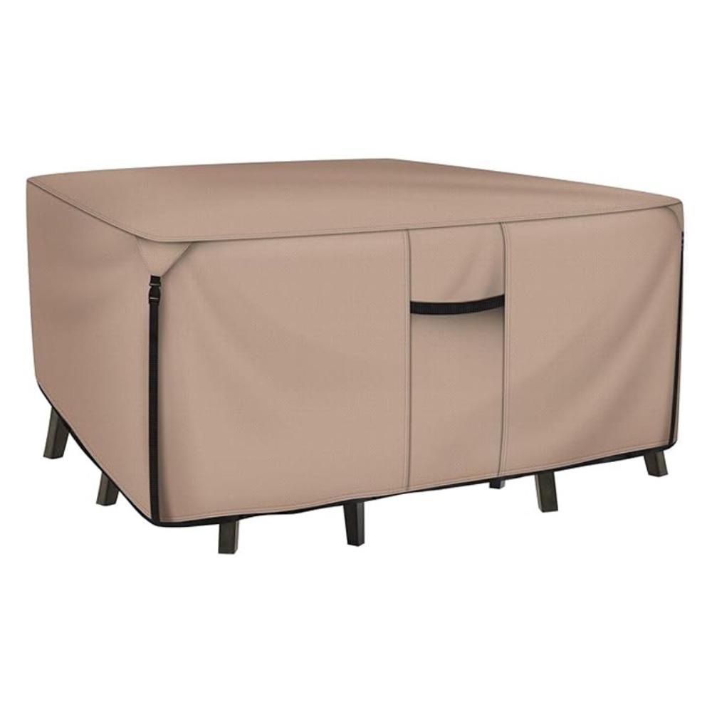 

Waterproof Patio Table Cover Sun Protection with Air Vents Garden Furniture Cover Buckle Oxford Cloth Outdoor Furniture Cloth 54x54 In хаки