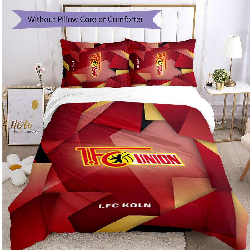 Set Lenzuola 3 Pezzi Stampato Union Berlin FC Traspirante Copripiumino con Federe Biancheria da Letto Decorativa per Camera da Letto Casa