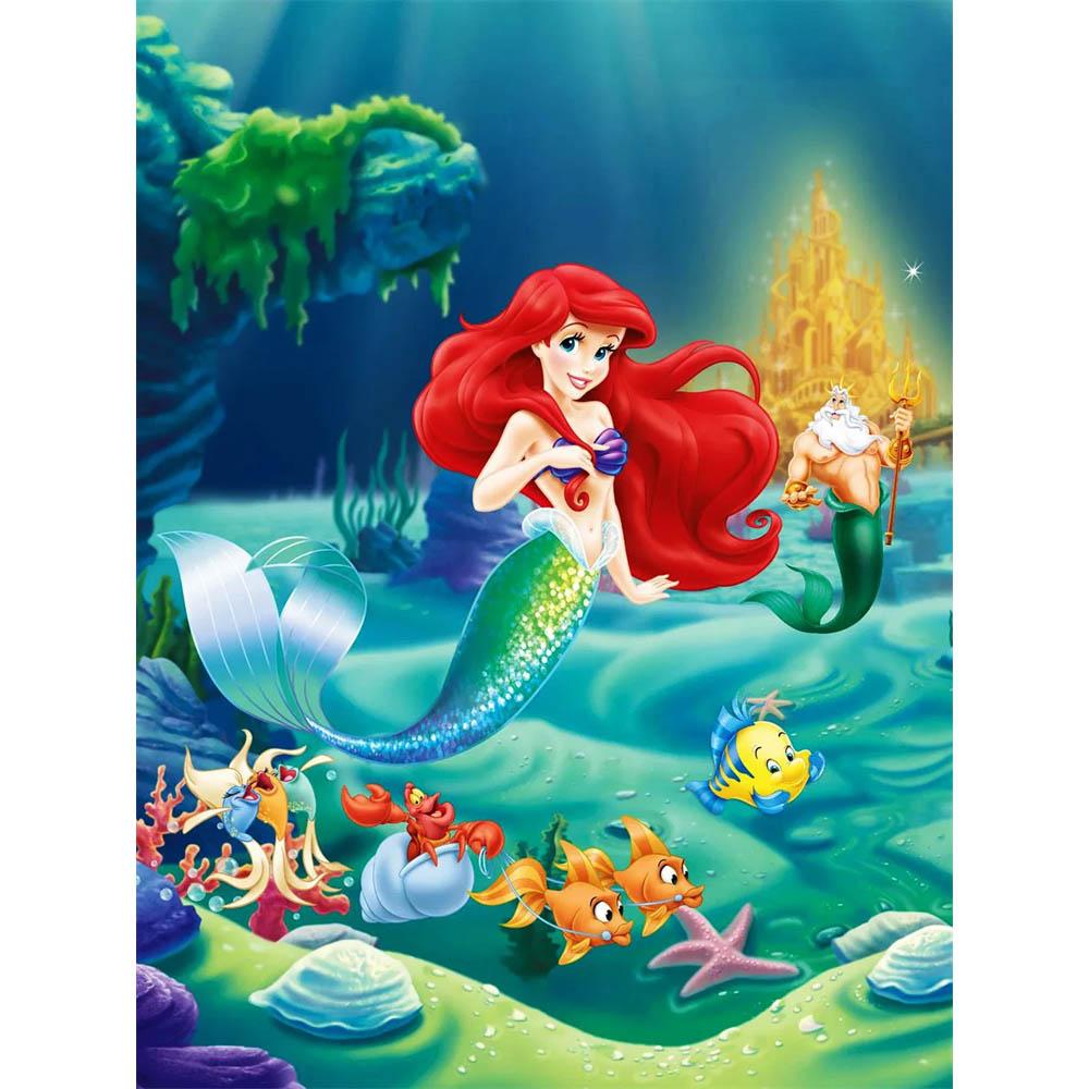 

Disney The Little Mermaid Ariel Ocean Collection 5D Diamond Painting Full of Diamonds DIY Handmade Diamond Painting Cartoon Decoration Painting Kit Round 20x30cm