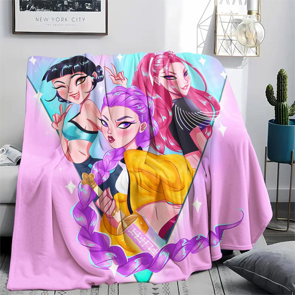 1PC Kpop Demon Hunters Print Flannel Blanket, High quality All Seasons, Home Decor, Warmth and Comfort, Perfect for Christmas Gifts