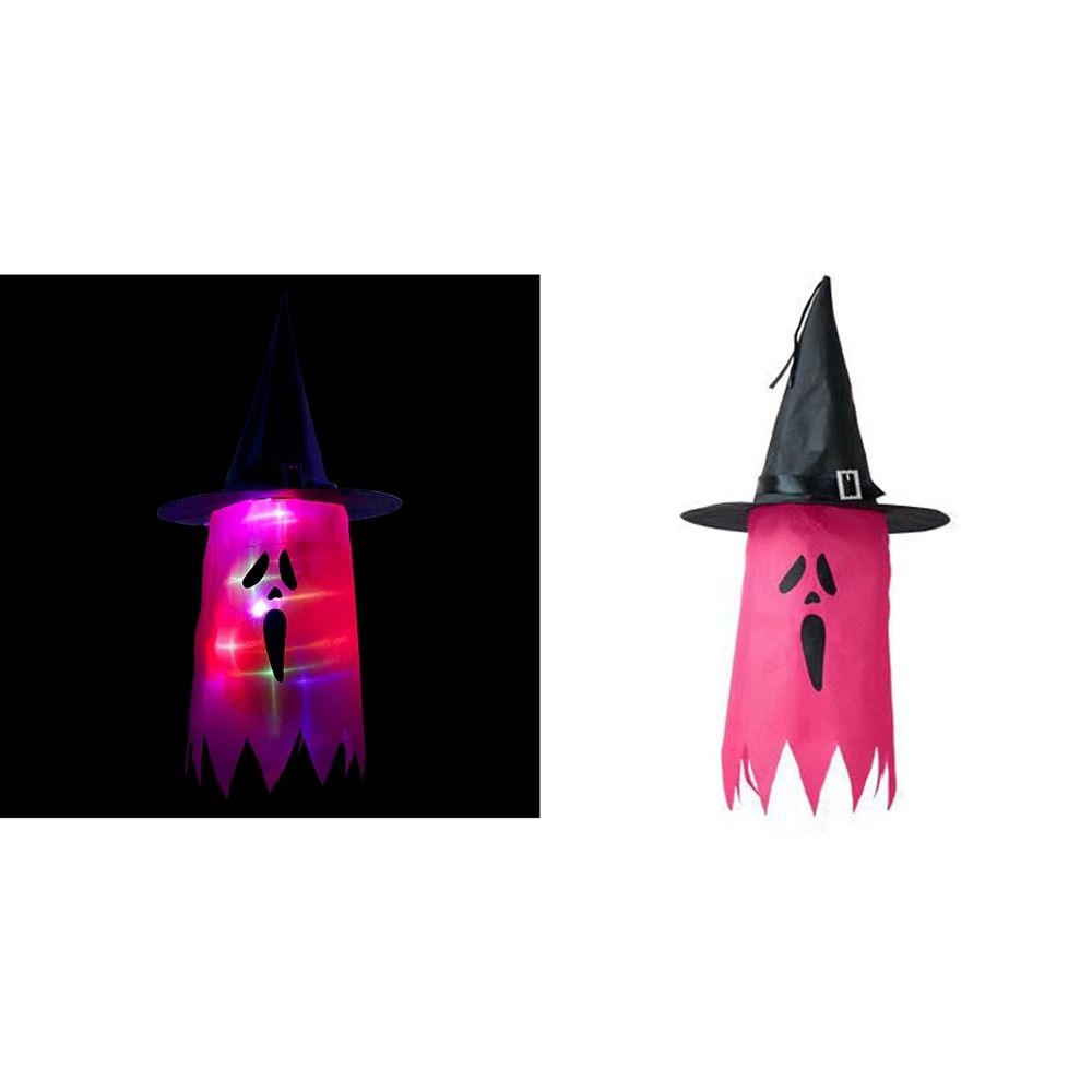 

Новый полиэстер шляпа ведьмы свет призрак мигающие светодиодные огни шляпы подвесной орнамент светящийся подвесной фонарь открытый сад розы красного
