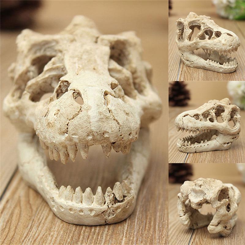 Resin Crocodile Skull Terrarium Reptile Fish Tank Ornament Aquarium Decoration