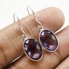 Natural Amethyst Earrings, Handmade Earrings, 925 Sterling Silver Oval Checker Amethyst Earring, Present for her, February Birthstone