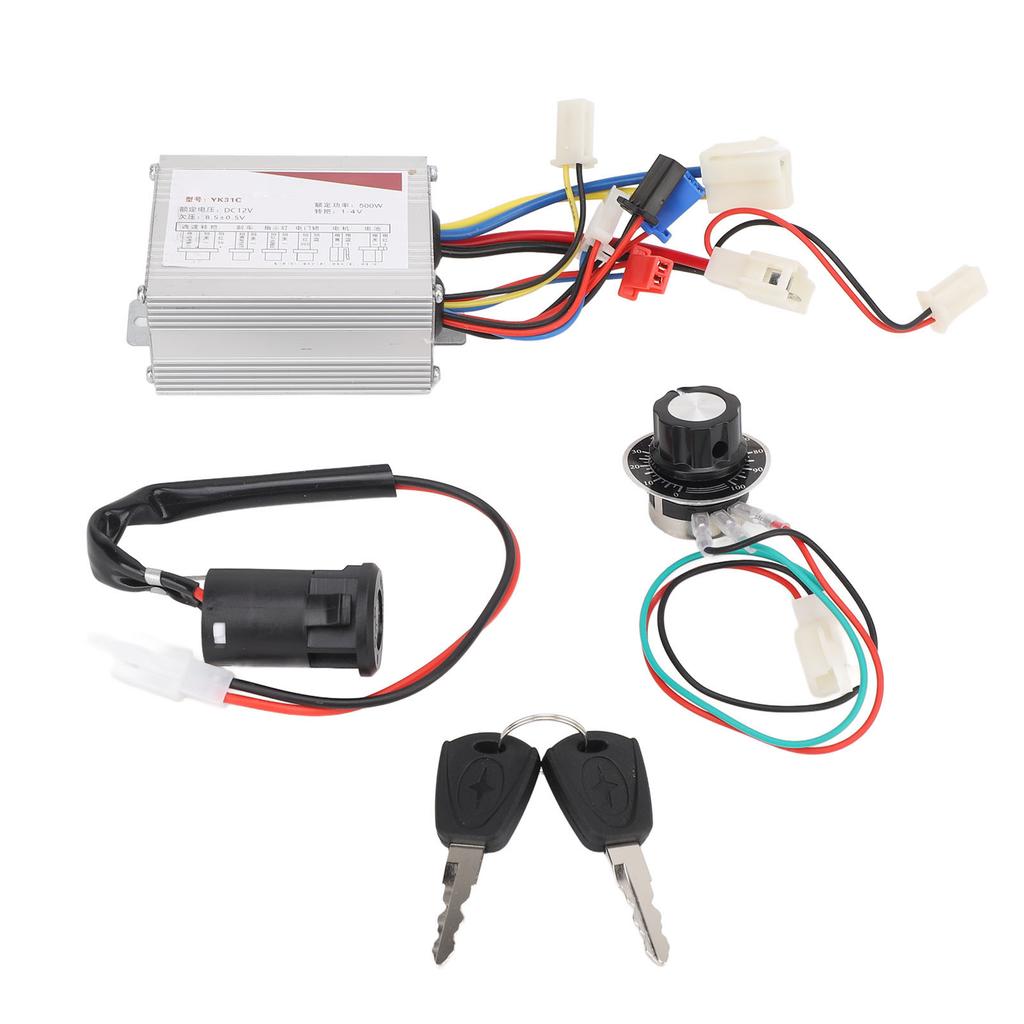 Controller per Bicicletta Elettrica 12V 500W Interruttore Controllo Velocità Set Chiave di Blocco per Tricicli Elettrici Motociclette