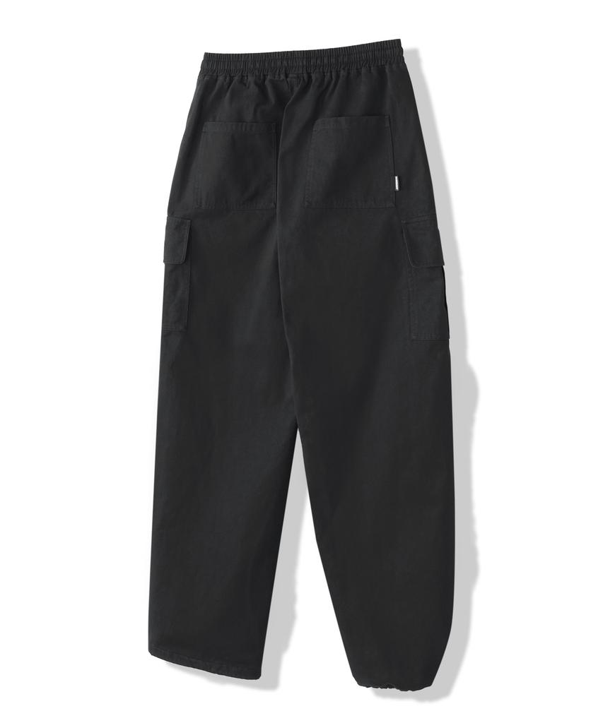 MODERMENT Semi-Wide String Cotton Cargo Pants [Black]