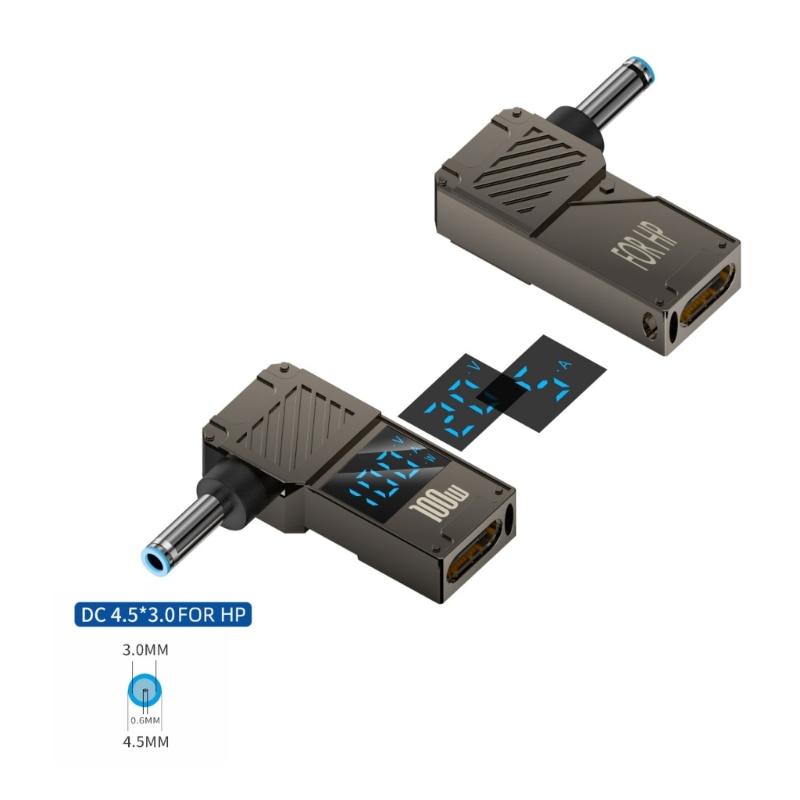 USB C auf Gleichstrom 100W PD Typ C Buchse auf Stecker Verbinder Mit Digitalanzeige für Monitore Spannungen Strom Leistung