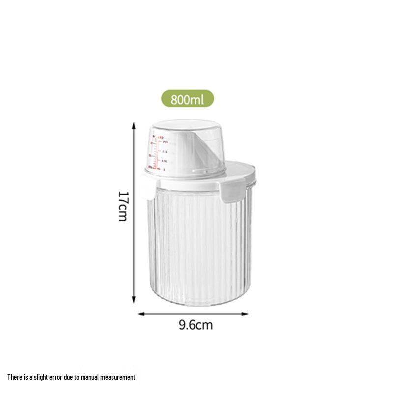 

Банка для хранения стирального порошка с мерным стаканом - Герметичная, Утолщенная, Прозрачная, С большим отверстием