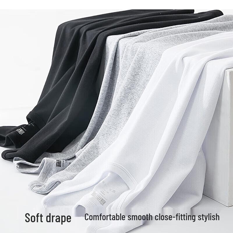 Yiershuang Men's 100% Cotton Ribbed Crewneck Undershirts 3-Pack