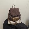 Solid Color Faux Suede PU Chain Commute Backpacks Fashi Casual Youth Sweet Vintage Style Thicken Women's Schoolbags