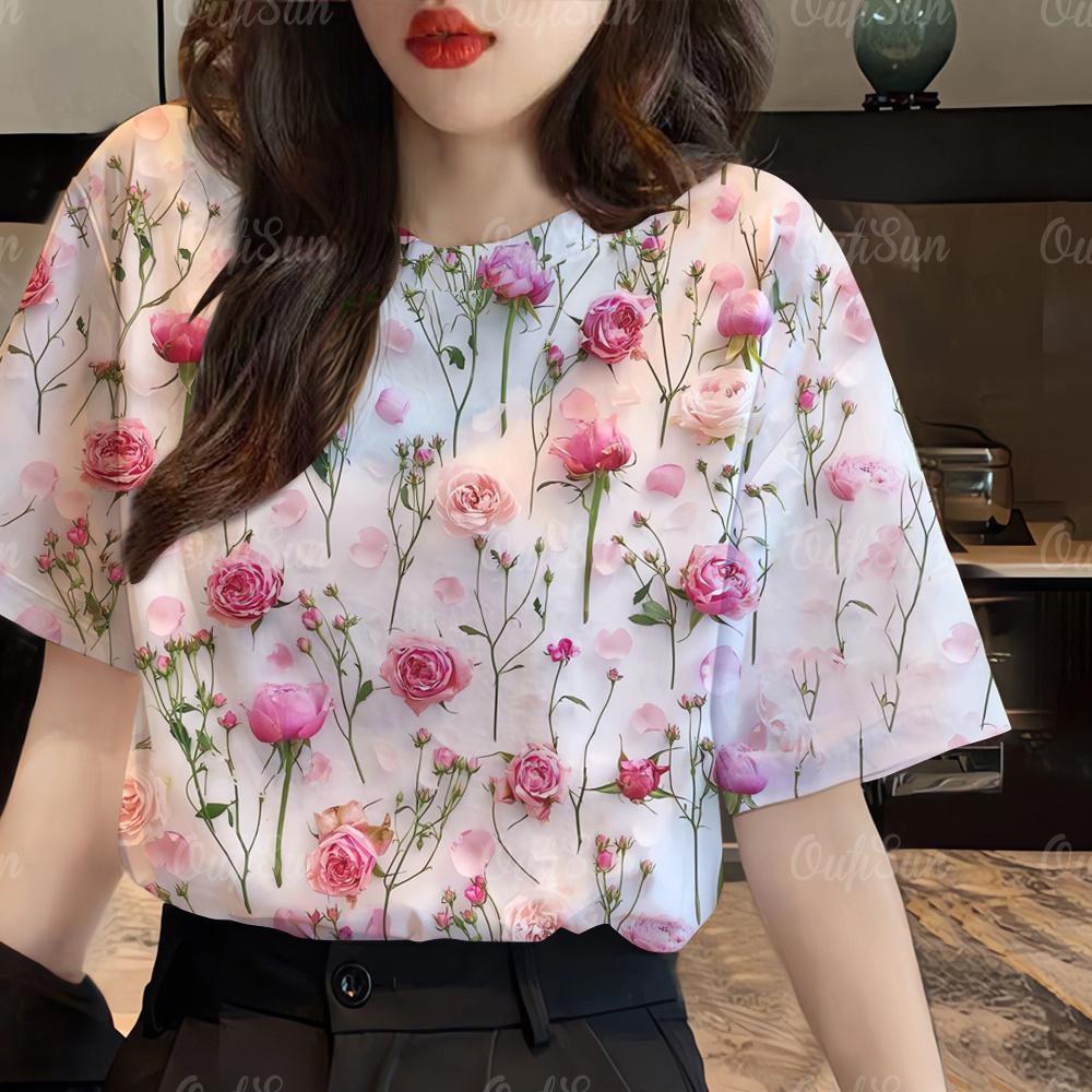 Women's Flower Pattern Women's T-shirt Summer