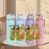 1PC Tropical Leopard Pattern 750ml Color Plastic Sports Water Bottle Leakproof Flip Straw Lid Suitable for Sports Office Home Use