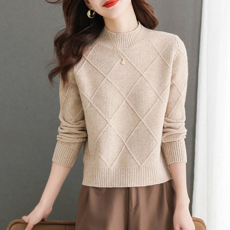 Sweater Women's Autumn/Winter Half High Collar Knitted Bottom Shirt Stylish Interior
