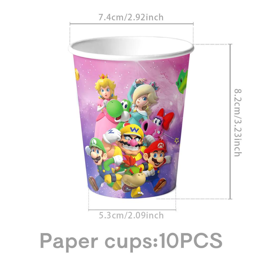 Super Mario Birthday Party SuppliesSet-Theme Inclusive Balloons Cake Topper BannerTableware Paper Plates & Napkins for Christmas