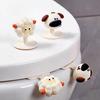Toilet Lid Lifter Cartoon Lamb Puppy Shape Silicone Handle Hygienic Toilet Seat Cover Holder Adhesive Flexible Toilet