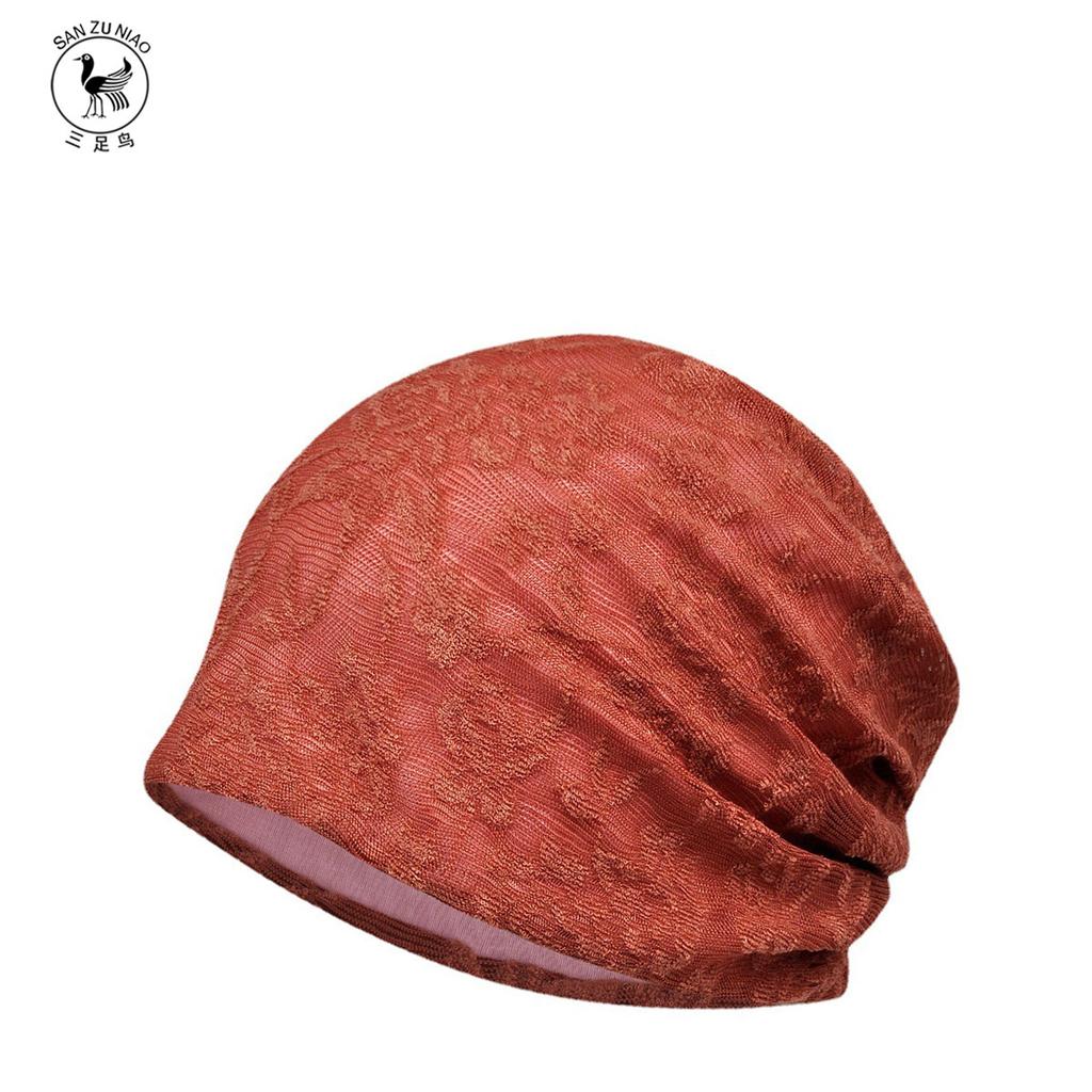 Hat Women'S Spring And Autumn Thin Cotton Solid Color Jacquard Mesh Breathable Fashion Lace Baotou Confinement Hat Maternity