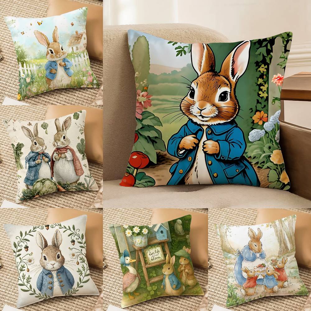 Cartoon Character Cute-Peter Rabbit-Smart Pillow Case Comfort Sofa Bed Silky elegant Invisible zipper Decorative cushion cover