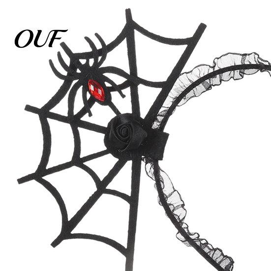 Festive Ritual Accessories Halloween Spider Web Headband, Black Lace Spiderweb Hair Hoop, Cosplay Non Woven Fabric Festival Decor Costume Party