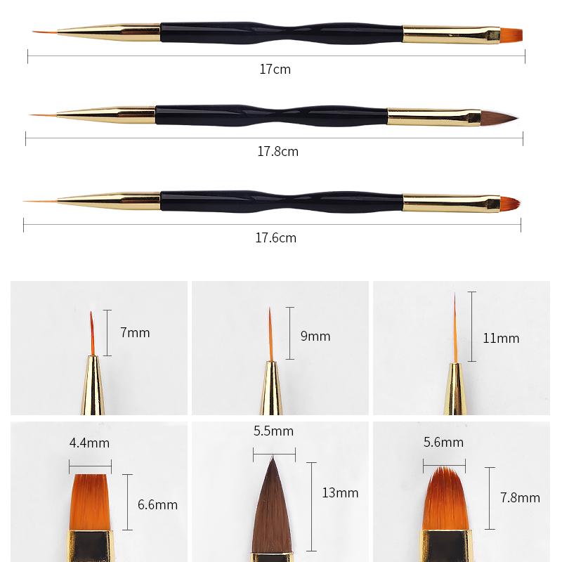 3pcs/Set Nail Art Line Painting Pen 3D Tips Acrylic UV Gel Brushes Drawing Colorful Line Grid Design Nail Manicure Tools