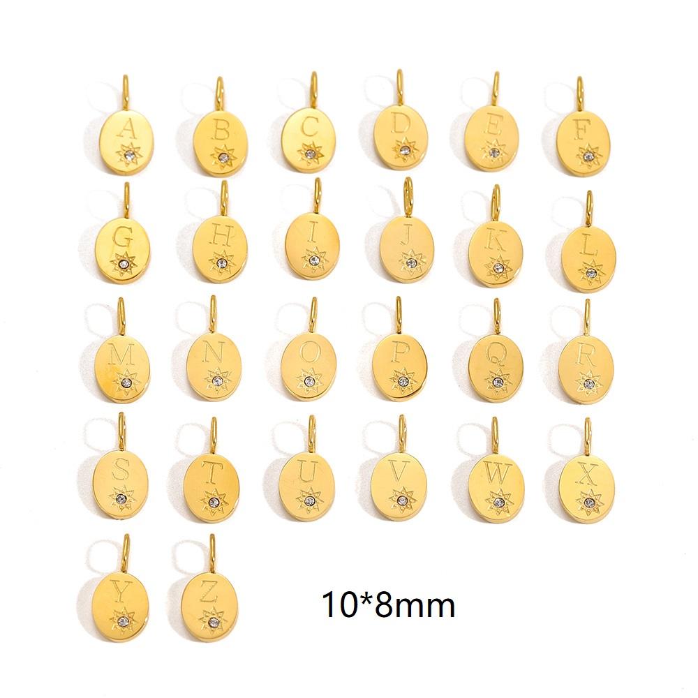 CARLIDANA Gold Plated Stainless Steel 26 Letter Charms Set Heart Bubble Initial A-Z Alphabet Letter Pendants for DIY Jewelry