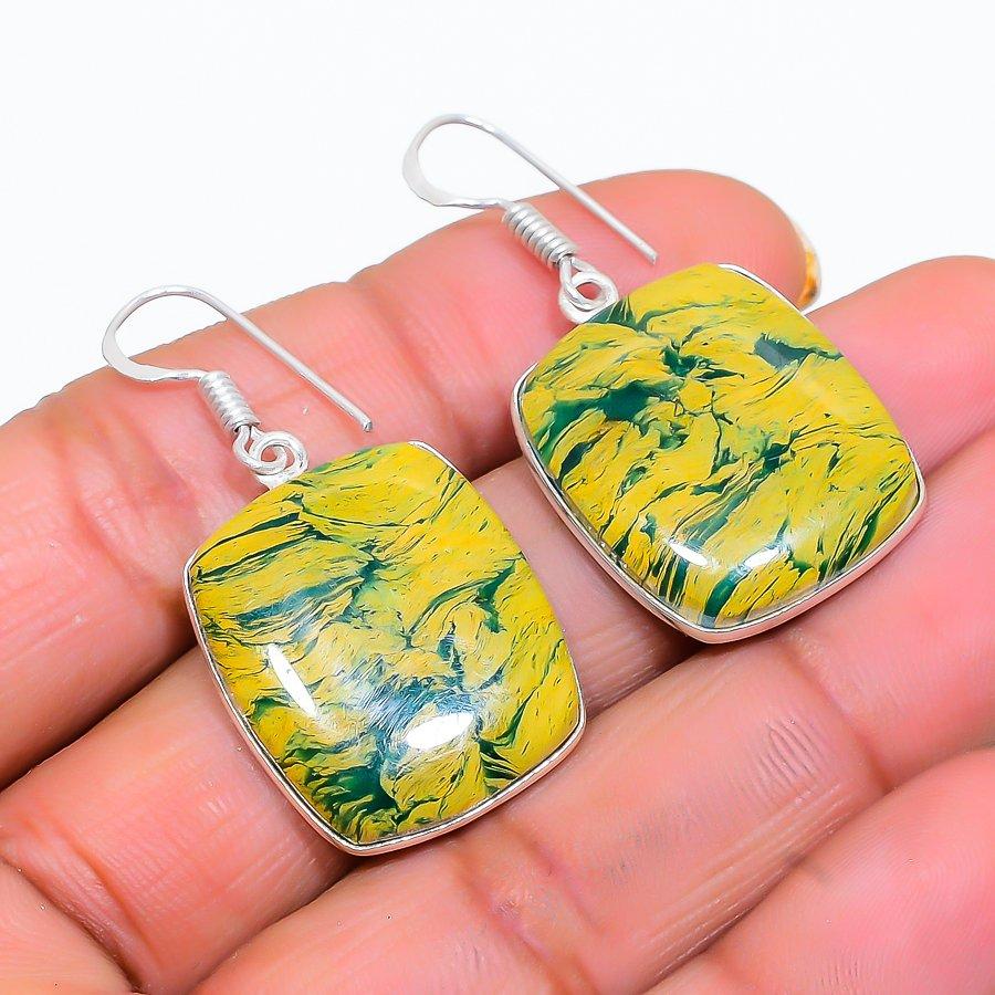 

Yellow Calsilica Gemstone 925 Sterling Silver Jewelry Earring 1.58 GK-4820