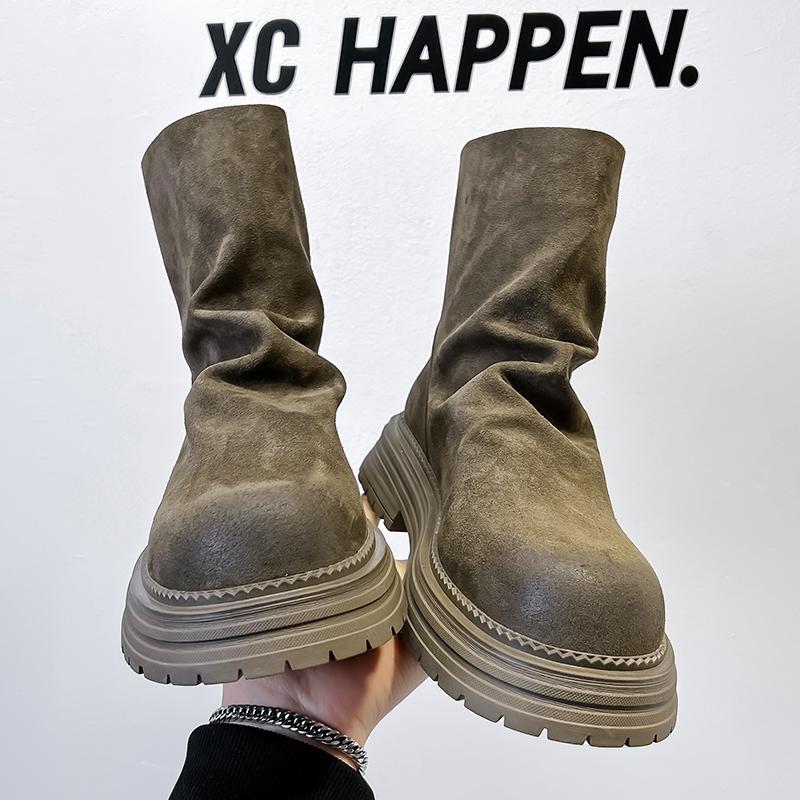 Fashion Leather Ankle Boots For Man Genuine Leather Big Size Boots High Quality Designer Formal Platform Casual Boots Fashion