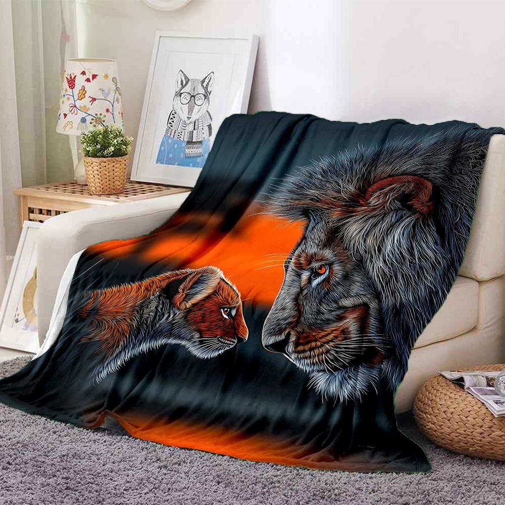 1pc Lion, Sunset Blanket Lightweight Blanket Throw Blanket For Sofa, Bed, Travel, Camping, Livingroom, Office, Couch, Chair yy251010049