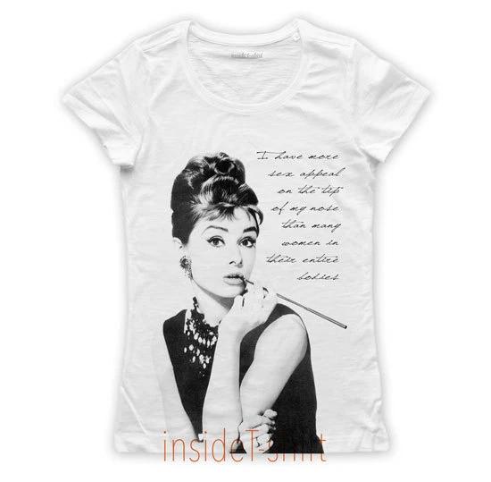 AUDREY HEPBURN T-SHIRT Jersey Women Cinema Movie Star Sex Appeal T-SHIRT GIRL 2XL