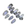 Handmade Press-On Nails Flame Design Almond Shape Liquid Metal Futuristic Dark Aesthetic
